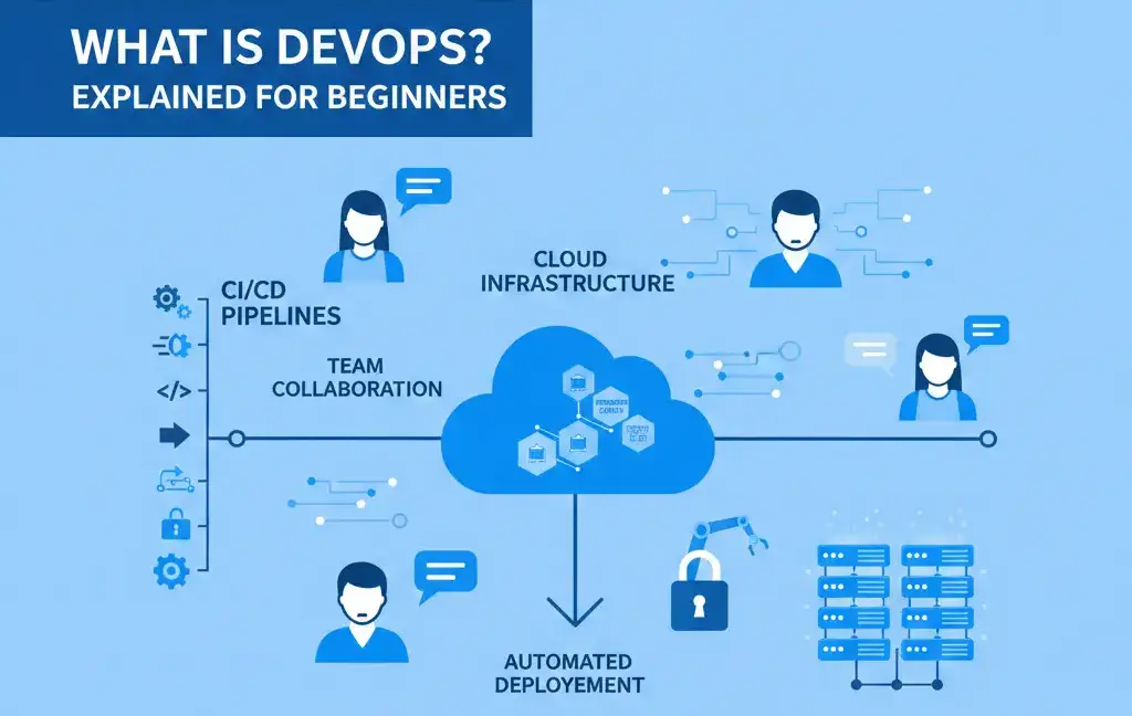 What is DevOps workflow illustration showing CI_CD pipelines and cloud automation
